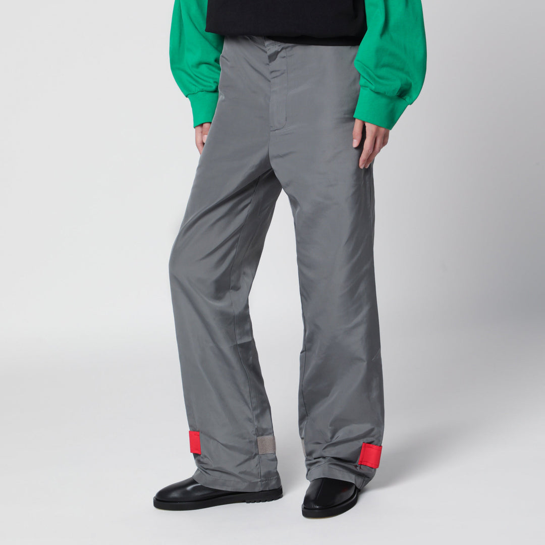 Lii Grey/Red Trousers In Fabric With Glossy Finish