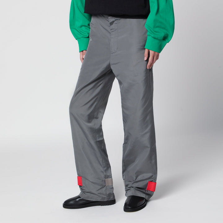 Lii Grey/Red Trousers In Fabric With Glossy Finish