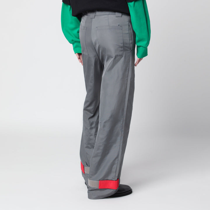 Lii Grey/Red Trousers In Fabric With Glossy Finish