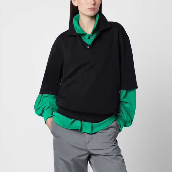 Black/Green Layered Cotton Sweatshirt