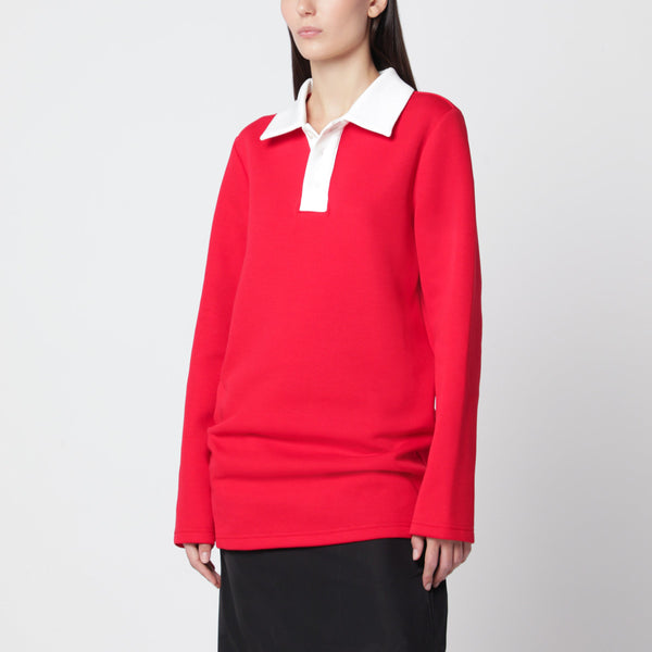 Red/White Oversized Cotton Polo Shirt