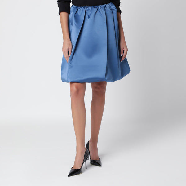 Light Blue Balloon Skirt In Satin Fabric