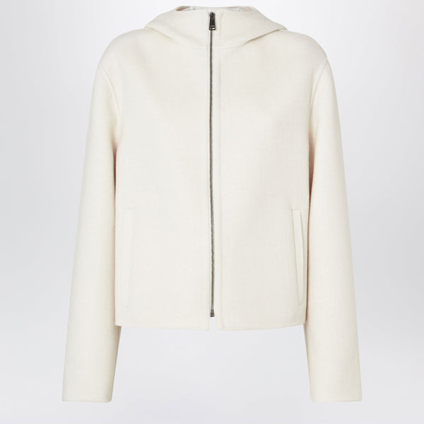 Ff Zucca Blouson Jacket In Ivory Wool And Silk