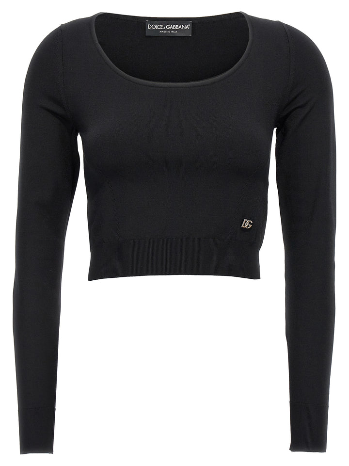 Logo Cropped Sweater Sweater, Cardigans Black