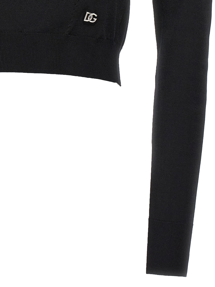 Logo Cropped Sweater Sweater, Cardigans Black