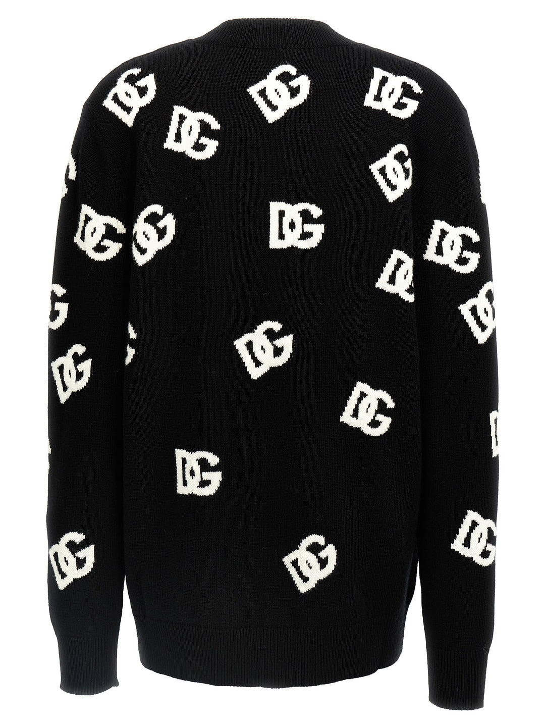 Jacquard Logo Cardigan Sweater, Cardigans White/Black