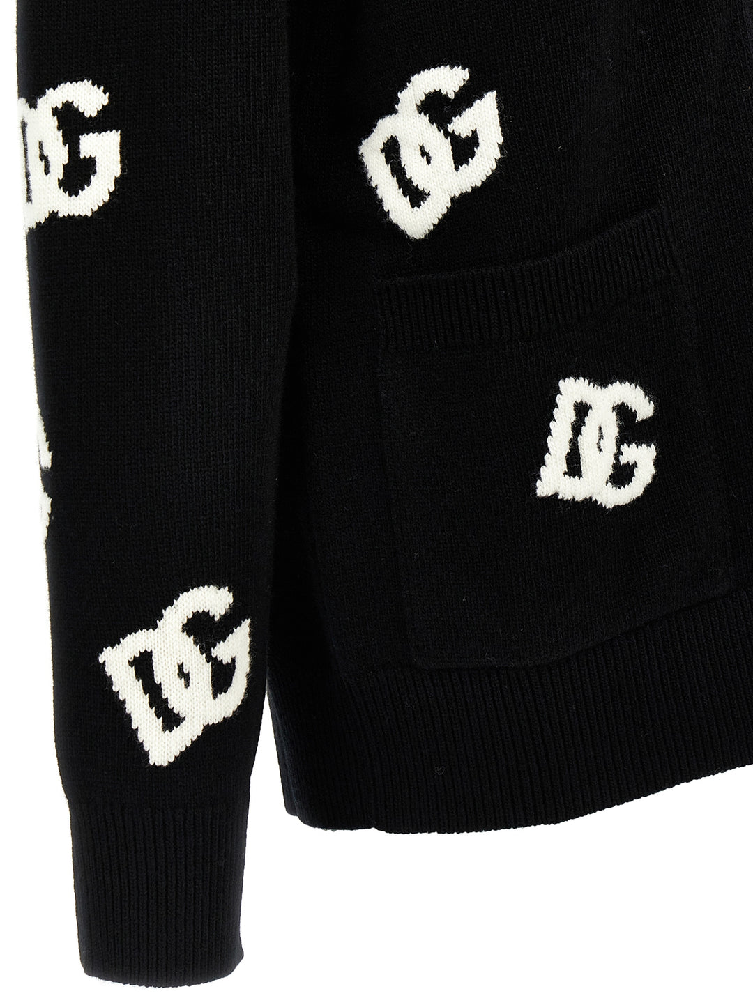 Jacquard Logo Cardigan Sweater, Cardigans White/Black