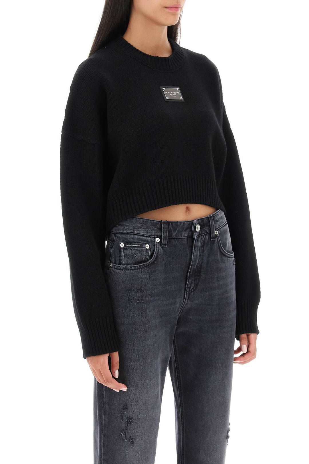 Logo Plaque Cropped Sweater