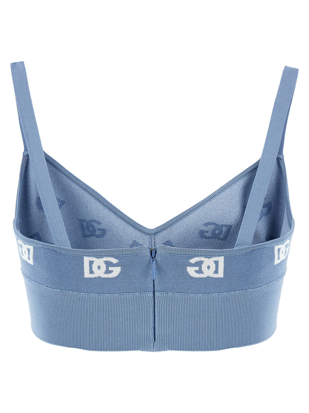 Jacquard Logo Cropped Top Tops Light Blue