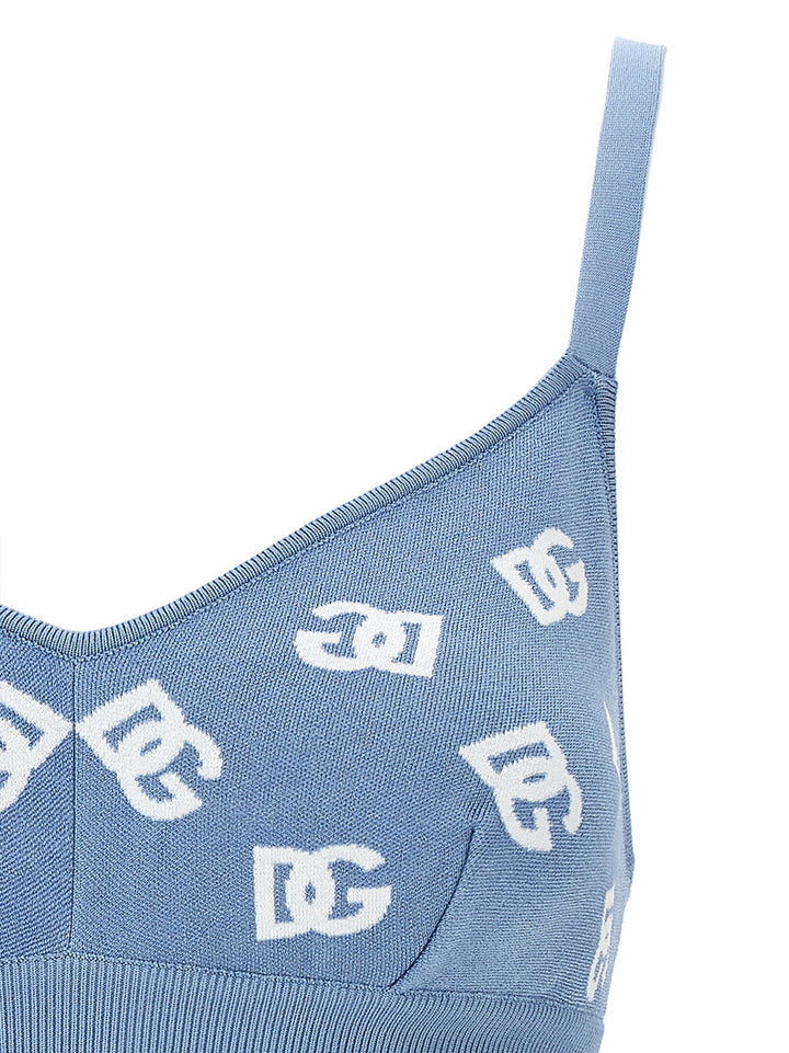 Jacquard Logo Cropped Top Tops Light Blue