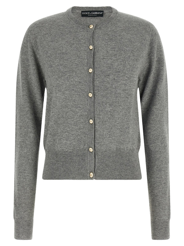Logo Buttons Cardigan Sweaters And Cardigans Gray