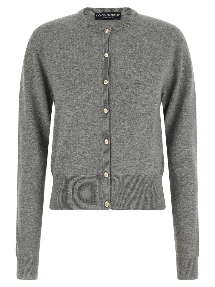 Dolce & Gabbana Logo Buttons Cardigan Sweaters and Cardigans - Gray | 11a07359b8170db3f735125934253bb79acdd231