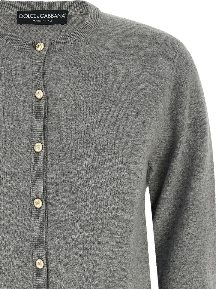 Dolce & Gabbana Logo Buttons Cardigan Sweaters and Cardigans - Gray | d8a7537ffce70b46be4d19a91bbcc7f4895c0cf6