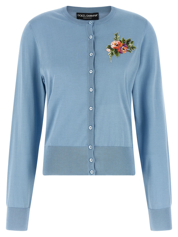 Dolce & Gabbana Floral Embroidery Cardigan Sweaters and Cardigans - Light Blue | dc13e9dc77f9041f1141670a4252cde4ff9b08a2