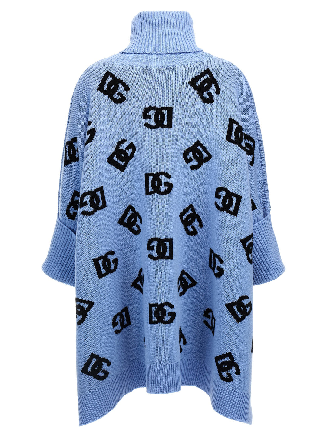 Jacquard Logo Poncho Capes Light Blue