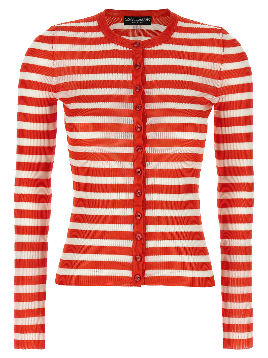 Dolce & Gabbana Striped Viscose Cardigan Sweaters and Cardigans - Orange | bc516cb7e47302d760b5acdbed7225db7d7848fc