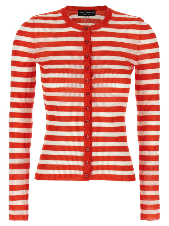 Striped Viscose Cardigan Sweaters And Cardigans Orange