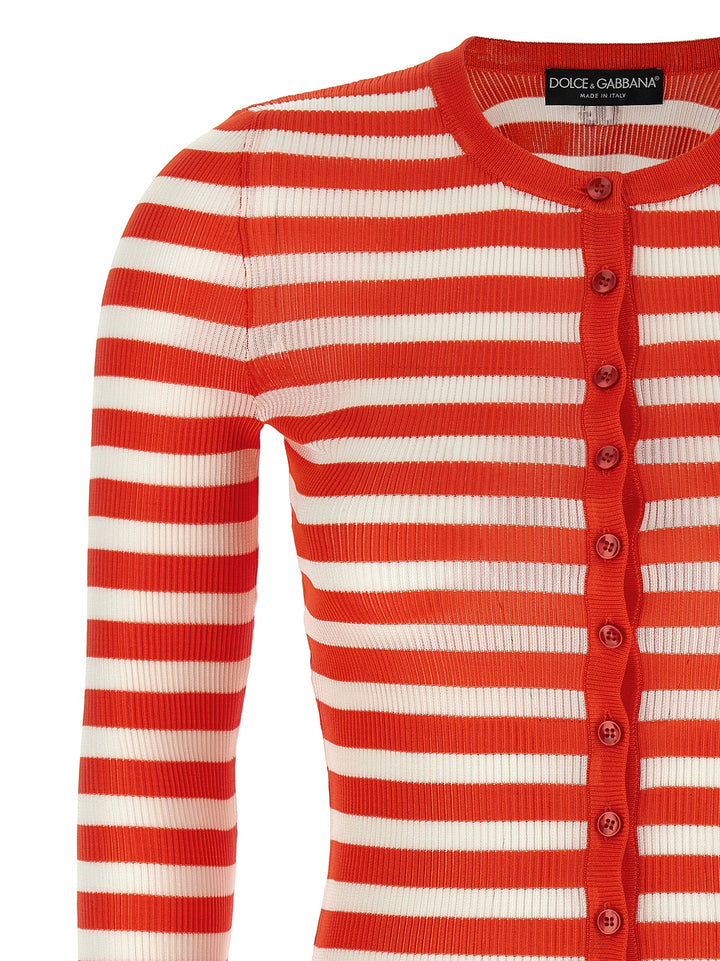Dolce & Gabbana Striped Viscose Cardigan Sweaters and Cardigans - Orange | ad19d4c040e204ac043f6bccfc128da224d60b11