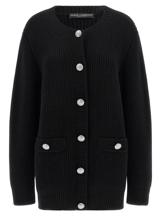 Jewel Buttons Cardigan Sweaters And Cardigans Black