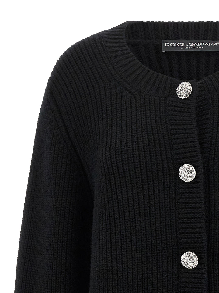 Dolce & Gabbana Jewel Buttons Cardigan Sweaters and Cardigans - Black | 483e6112be47eb01e56937d57c27ab147a16564a