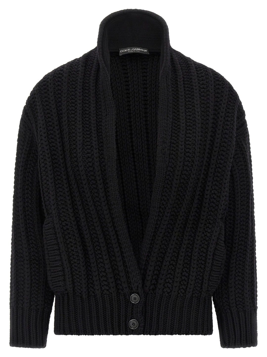 Dolce & Gabbana Coarse Wool Cardigan Sweaters and Cardigans - Black | d6c50fd24173d72aa409e3aaf9557d702b313b50