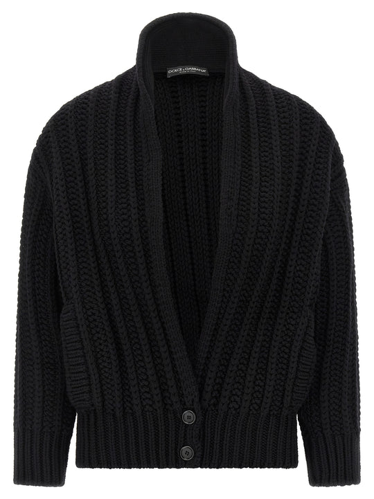 Coarse Wool Cardigan Sweaters And Cardigans Black