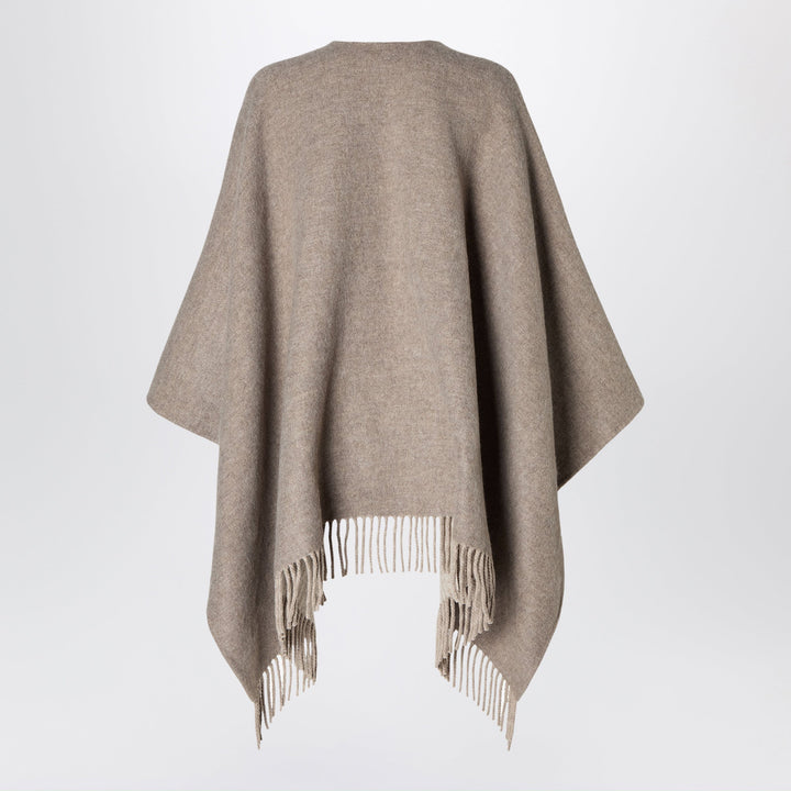 Fendi Dove Grey Ff Poncho In Wool And Cashmere