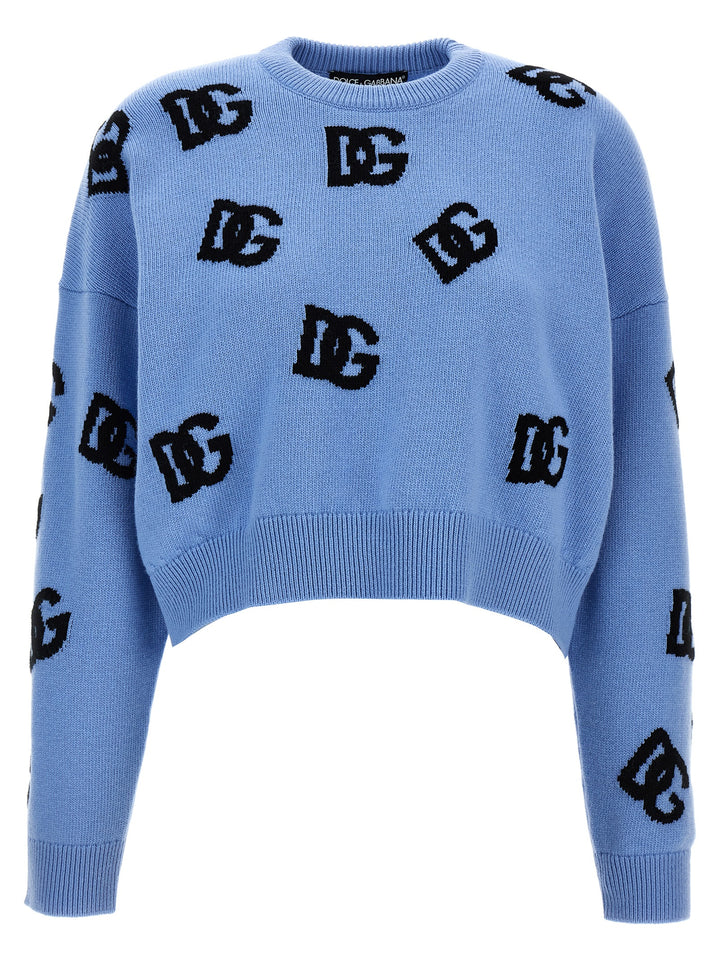 Jacquard Logo Sweater Sweater, Cardigans Light Blue