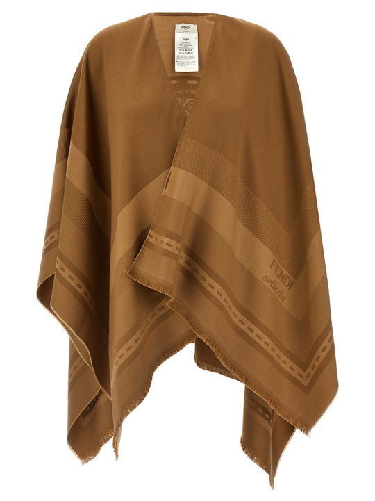 Jacquard Poncho Capes Brown