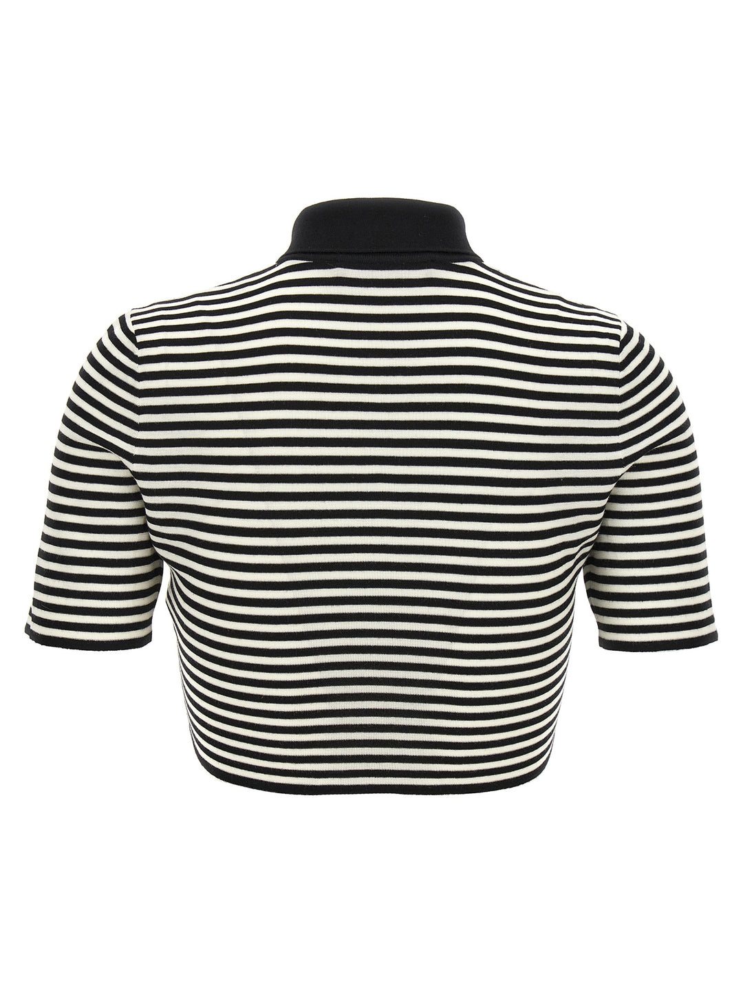 Striped Cropped  Shirt Polo White/Black