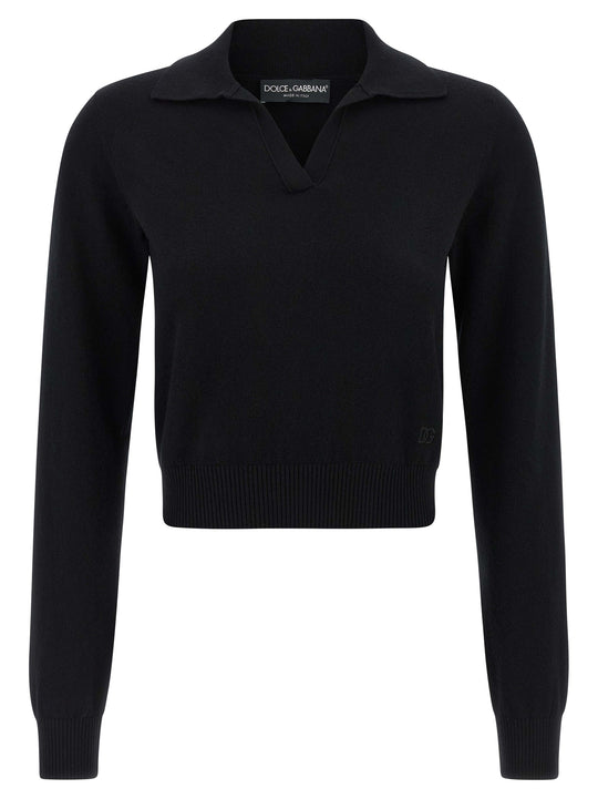 Polo Jersey Sweaters And Cardigans Black