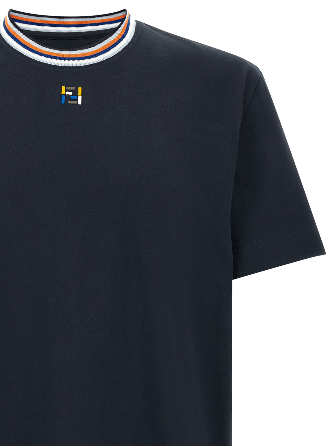 Fendi Ff Stitching T-shirt - Blue | 9216b5c4dfd71f1a12818cc105aa0ec487d4d549