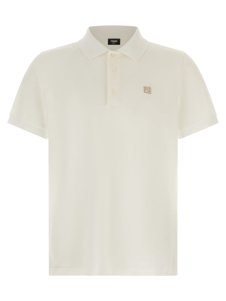 Fendi Ff Metallic Logo  Shirt Polo - White | f0a5135ed519a046d15488ae49e66909695f69f0