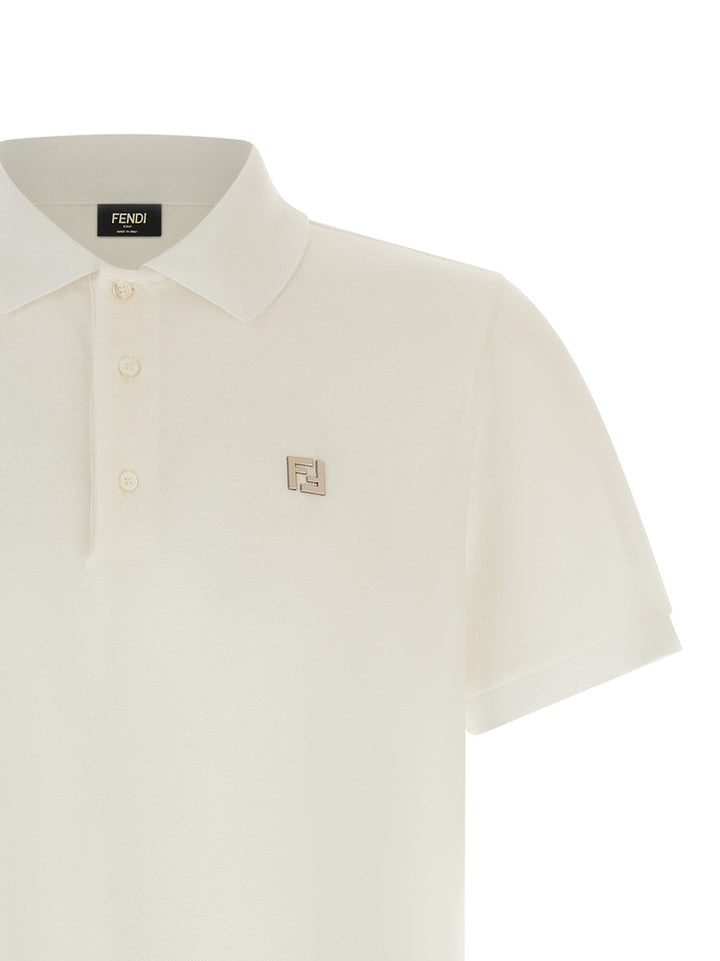 Fendi Ff Metallic Logo  Shirt Polo - White | a3f786188d2fd22abaebdcdd820204f4a6140187