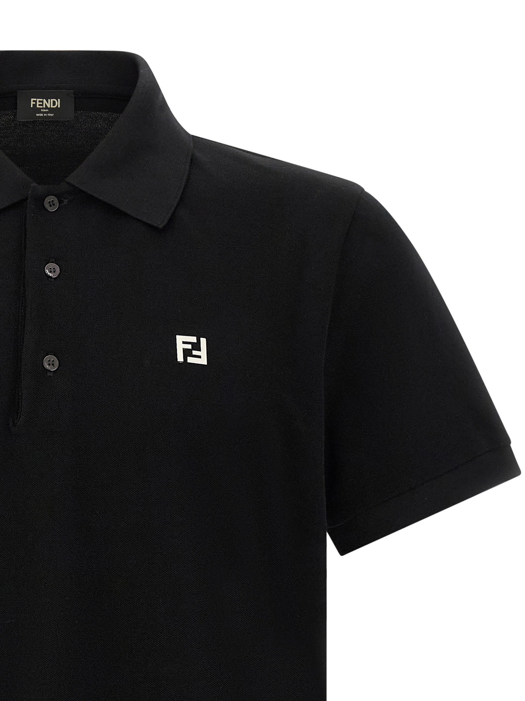 Fendi Ff Metallic Logo  Shirt Polo - Black | 02137ed569e118dc039aadd1105f949e2ba1db42