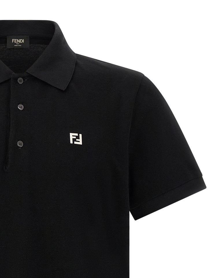 Fendi Ff Metallic Logo  Shirt Polo - Black | 02137ed569e118dc039aadd1105f949e2ba1db42