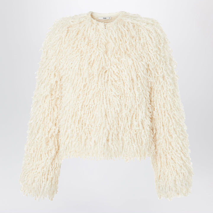 Fendi Ivory Cropped Jacket In Cashmere And Mohair