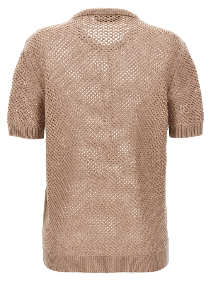 Net Mesh Sweater, Cardigans Beige