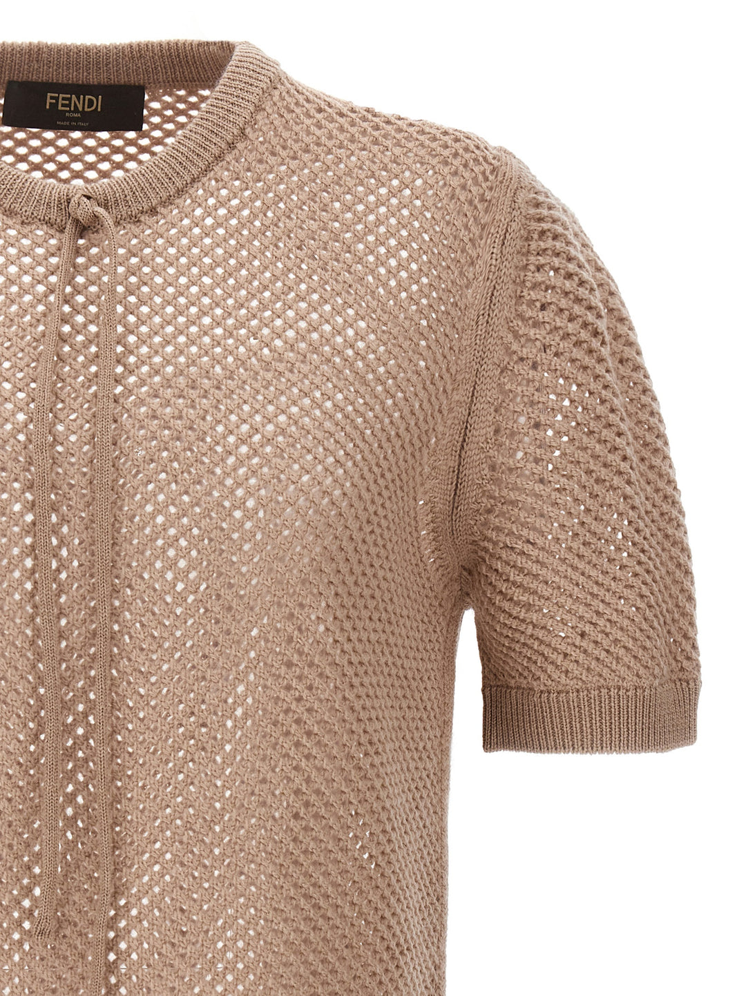 Net Mesh Sweater, Cardigans Beige