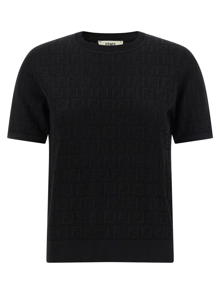 Fendi Ff Intarsia Sweater Sweaters and Cardigans - Black | 18da58446b4887804e2c02da20152cd10be30b4c