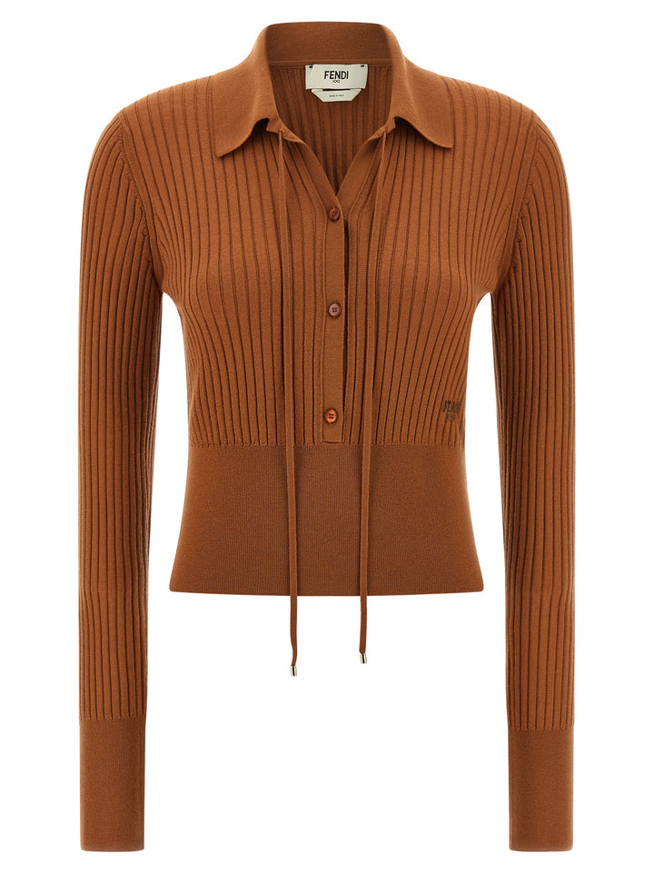 Fendi Ribbed Sweater Sweaters and Cardigans - Brown | f1813f2069f14adef91afee801e3e8d832a16762
