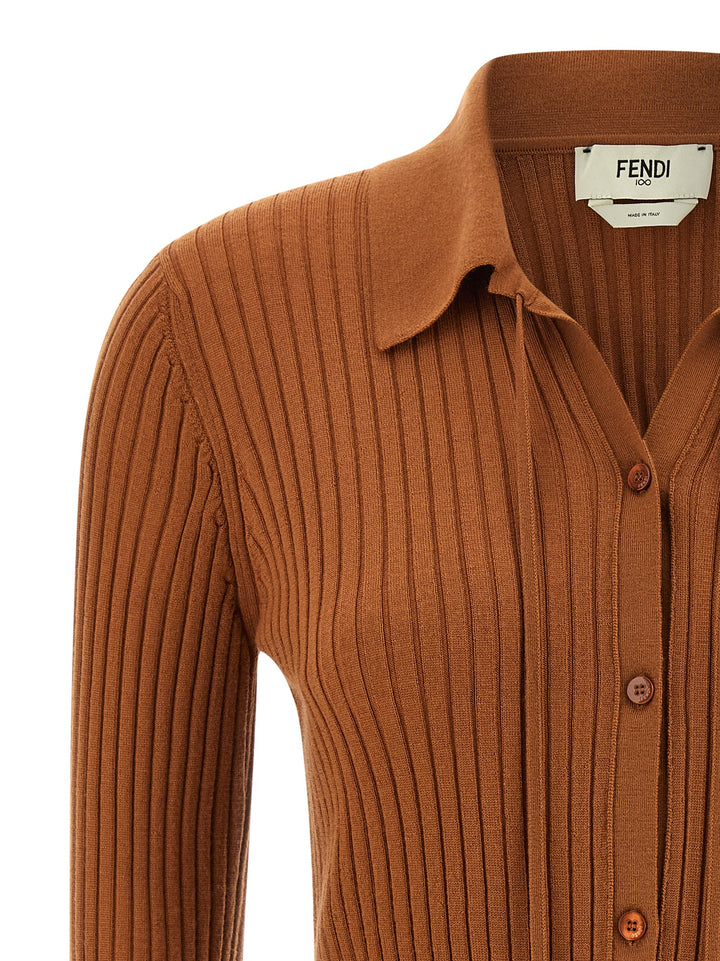 Fendi Ribbed Sweater Sweaters and Cardigans - Brown | d75974281c8e40db71cf9f36a073431e4b576601