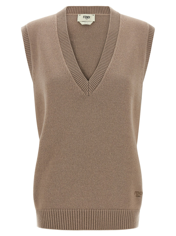 Fendi Cashmere Vest Gilet - Beige | 68db375f6a958d742de885ff9e403f8ccc10aff9
