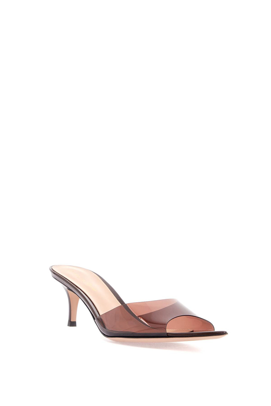 Brown Glossy Tpu Sandals With Stiletto Heel