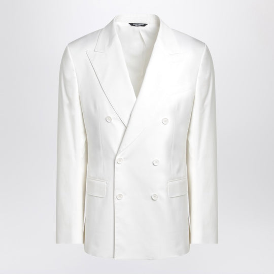 White Single-Breasted Cotton Jacket