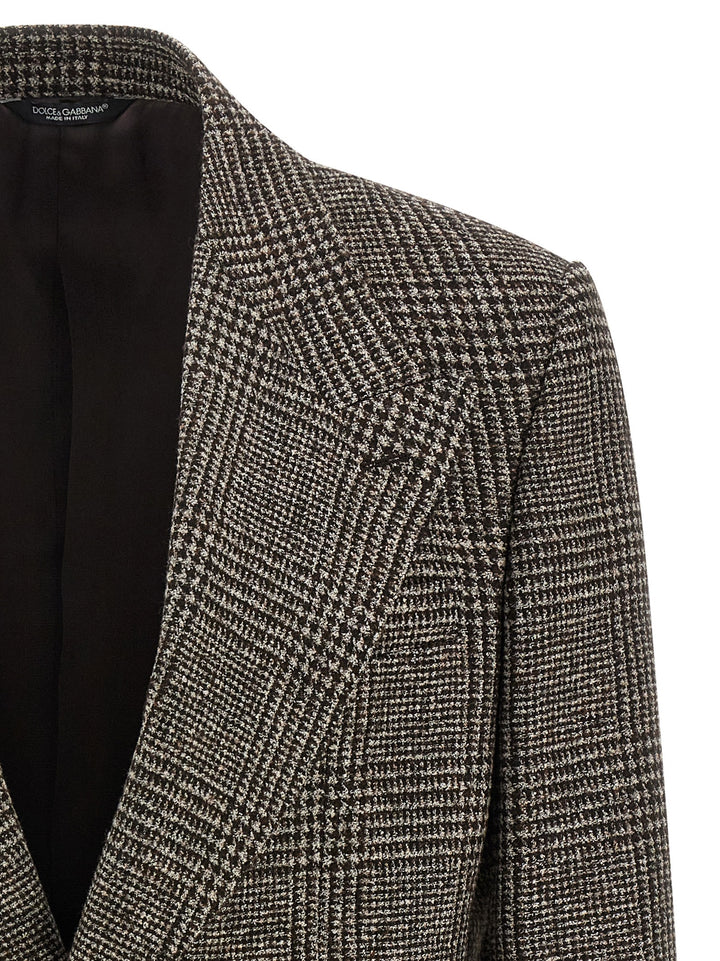 Dolce & Gabbana Prince Of Wales Wool Blazer - Brown | 38e1be7c19506d437a35574b8f537ba259519eff