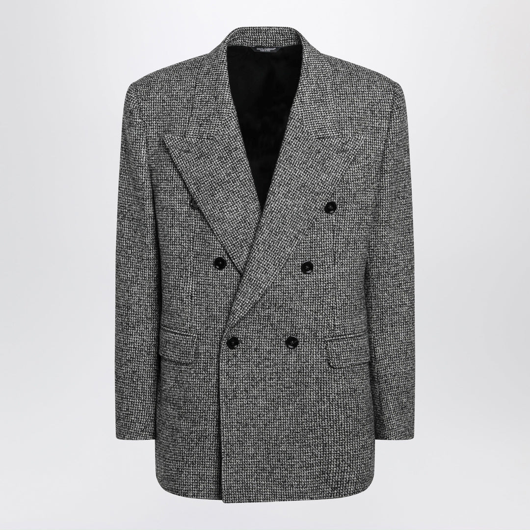Dolce & Gabbana Chaqueta Cruzada Sinatra Gris en Lana Mezclada Moteada