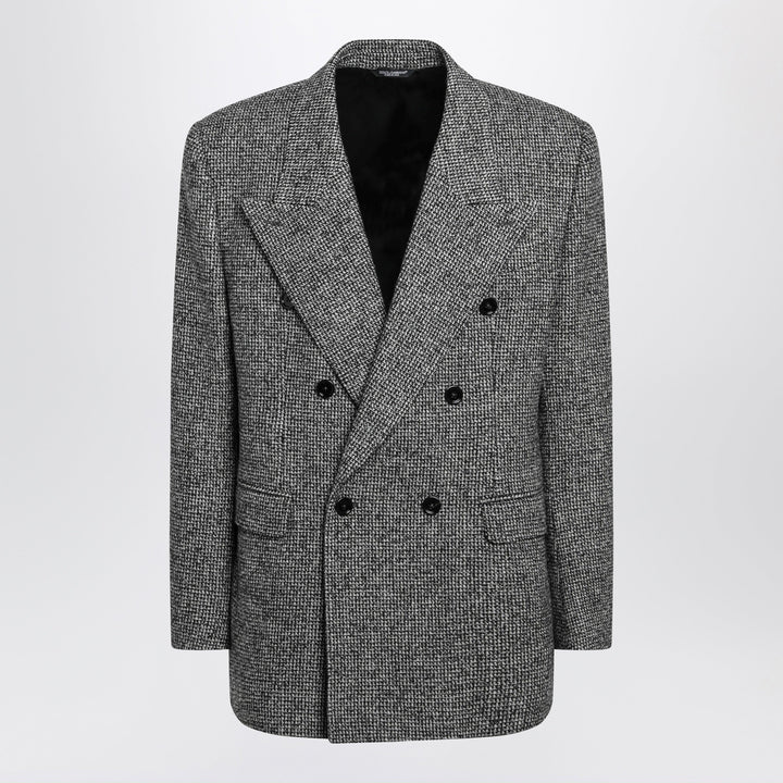 Dolce & Gabbana Chaqueta Cruzada Sinatra Gris en Lana Mezclada Moteada