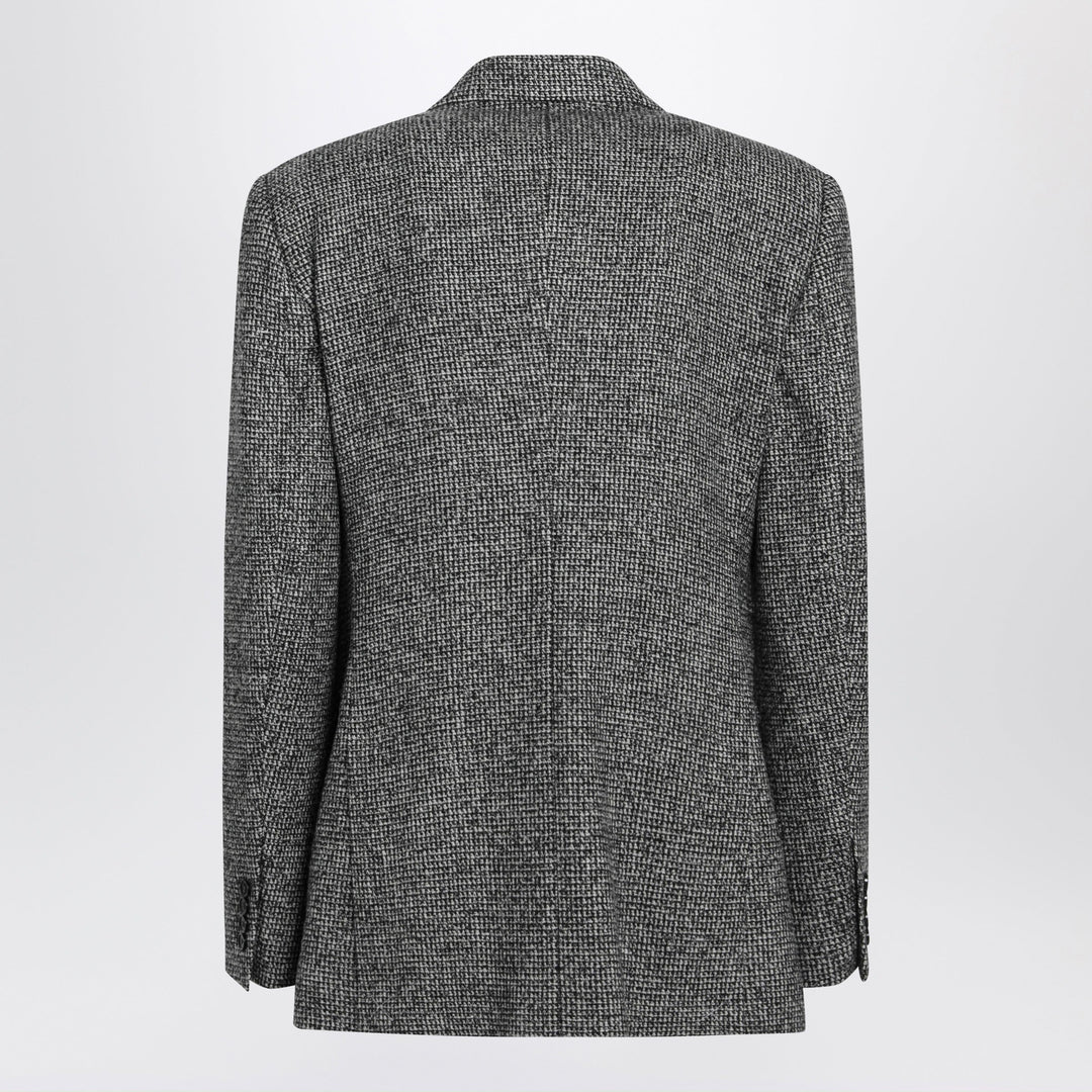 Dolce & Gabbana Chaqueta Cruzada Sinatra Gris en Lana Mezclada Moteada
