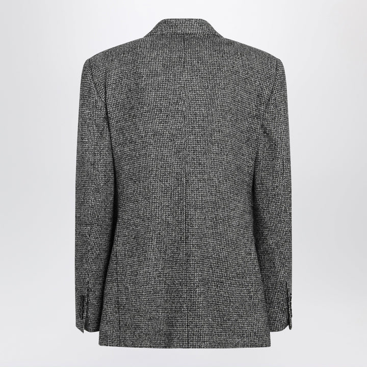 Dolce & Gabbana Chaqueta Cruzada Sinatra Gris en Lana Mezclada Moteada